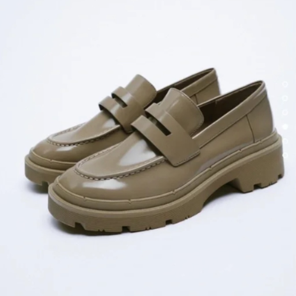 ZARA LOW HEEL LUG SOLE LOAFERS